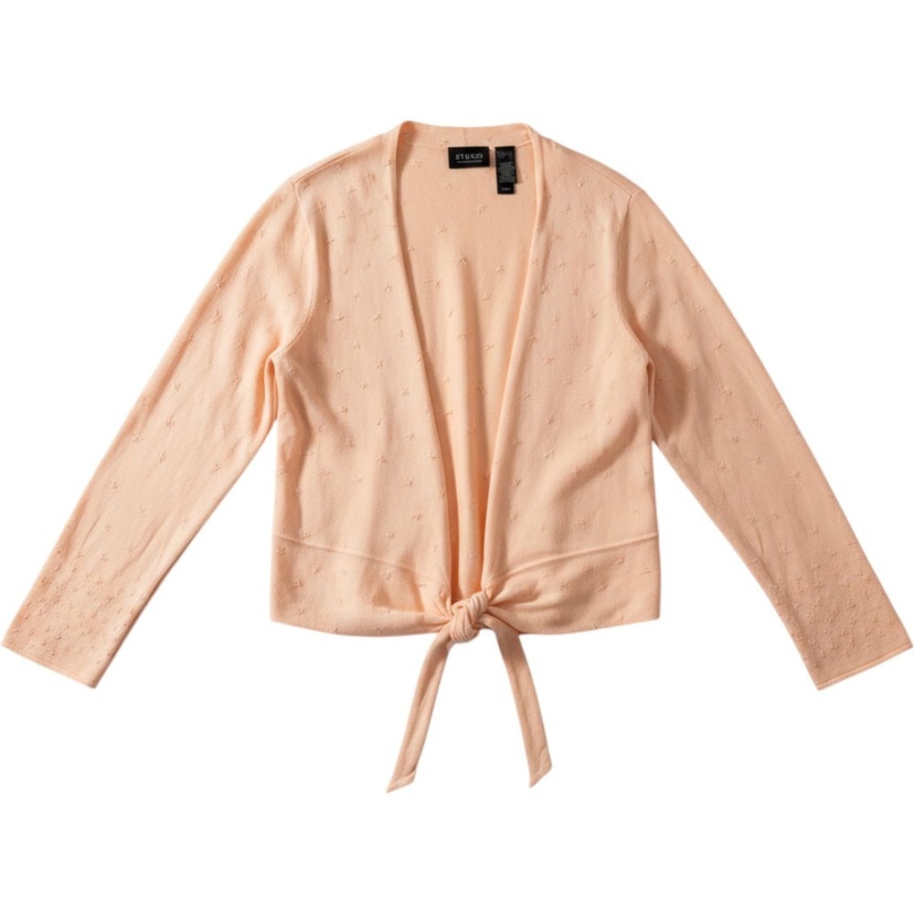 Studio Liz Claiborne‎ Cardigan Women XL Peach Beaded Tie Front Bell Sleeve